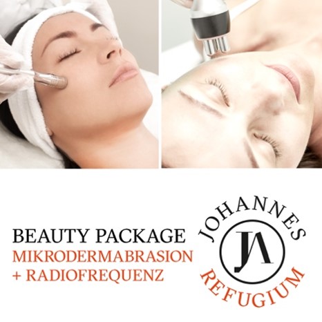 Symbolbild von zwei Frauen bei kosmetischen Behandlung - links Mikrodermabrasion und rechts Radiofrequenz